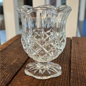 Vintage Homco USA Clear Glass Footed Votive Holder